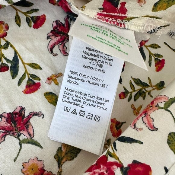 J Crew Scalloped Tie Neck Top XS Vintage Floral - Picture 6 of 8